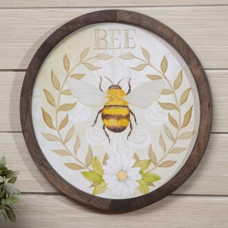Circular Mango Wood Bee Wall Art
