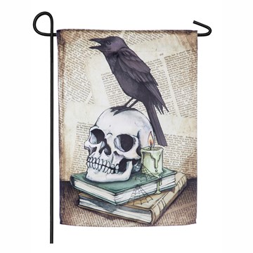 Raven on Skull Garden Suede Flag