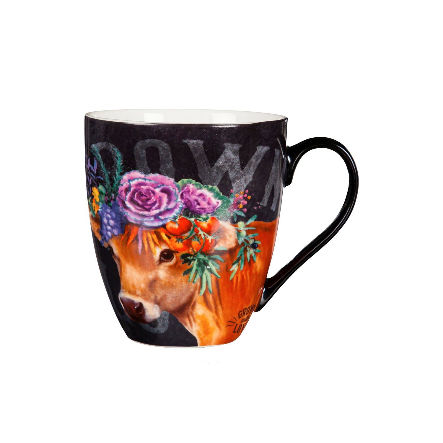 Ceramic Cup O' Java, 17 OZ, Floral Cow - Picture 8 of 8