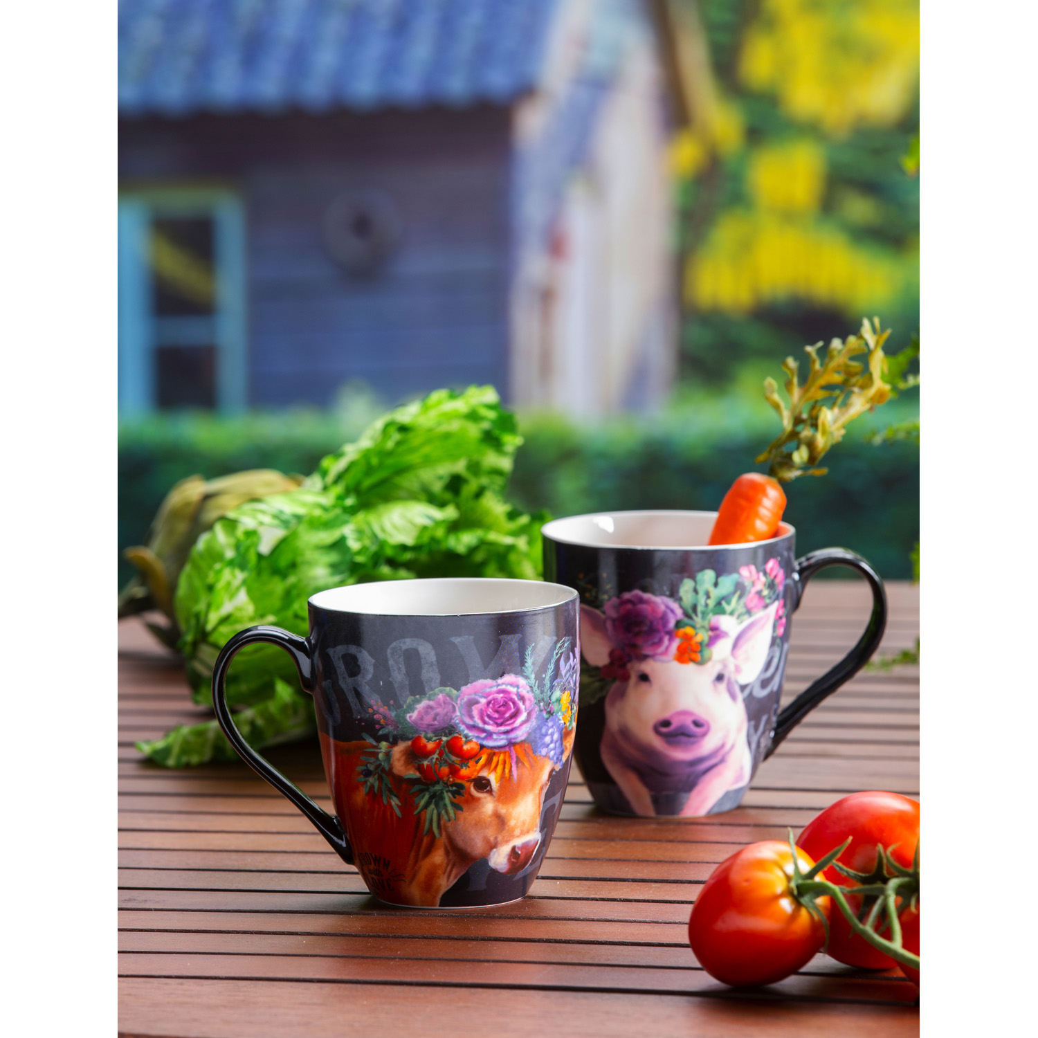 Ceramic Cup O' Java, 17 OZ, Floral Cow - Picture 3 of 8