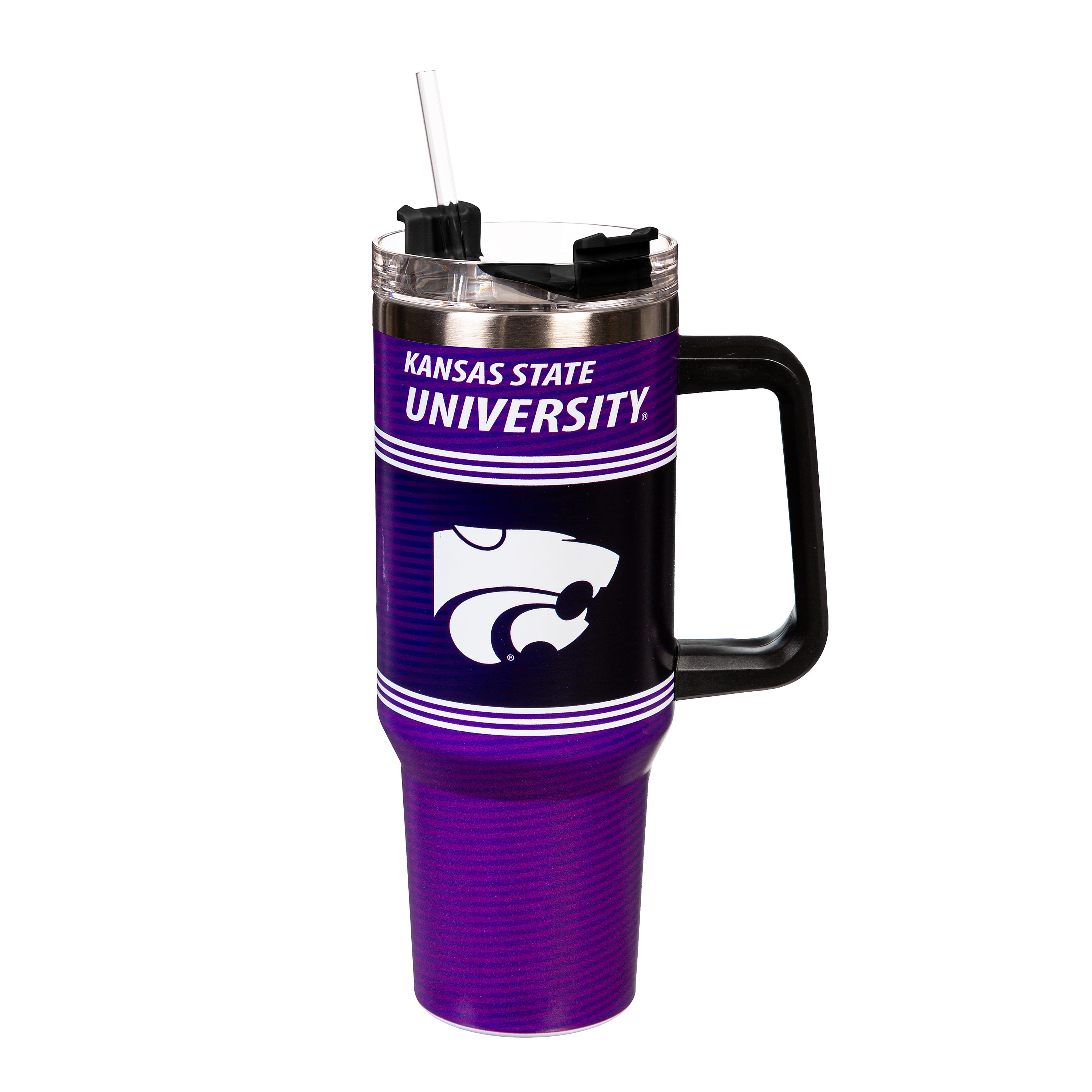 40oz Stainless Steel Mega Cup w/ Straw, Kansas State University - Picture 2 of 8