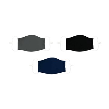 Adult Non-Medical Antimicrobial Cotton Face Mask, Set of 3, Black/Navy/Grey