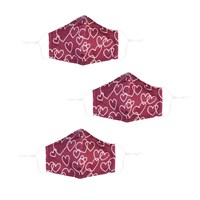 Children's Non-Medical Antimicrobial Cotton Face Mask, Hearts, Set of 3