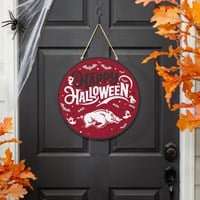 University of Arkansas Halloween Round Door Décor with Hanging Rope, 18x18 - 0