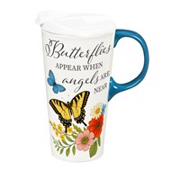 Memorial Travel Cup Ceramic Perfect Cup, Butterflies Appear, 17oz, Gift Box - 1