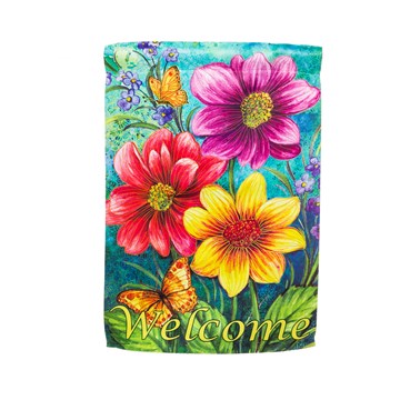 Garden Suede Flag, Summer Flowers